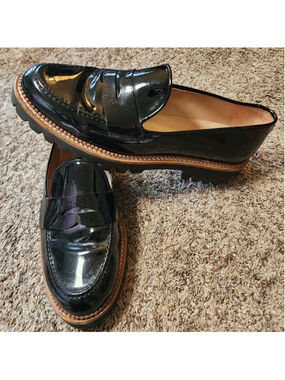 Jon Josef Gentry Black Patent Leather Penny Loafers Made in Spain NWOT Size 11